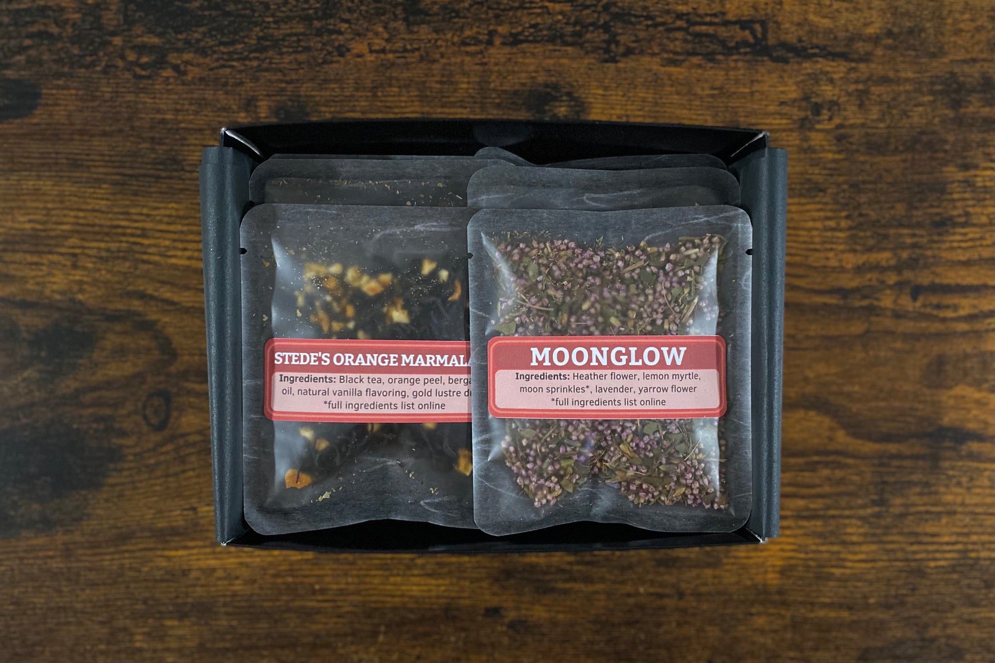 Open Pirate Pride box with Moonglow & Stede's Orange Marmalade showing