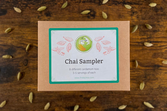 Closed box labeled "chai sampler"