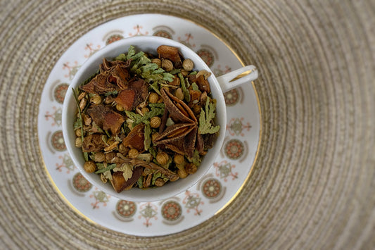 a cup of loose leaf tea